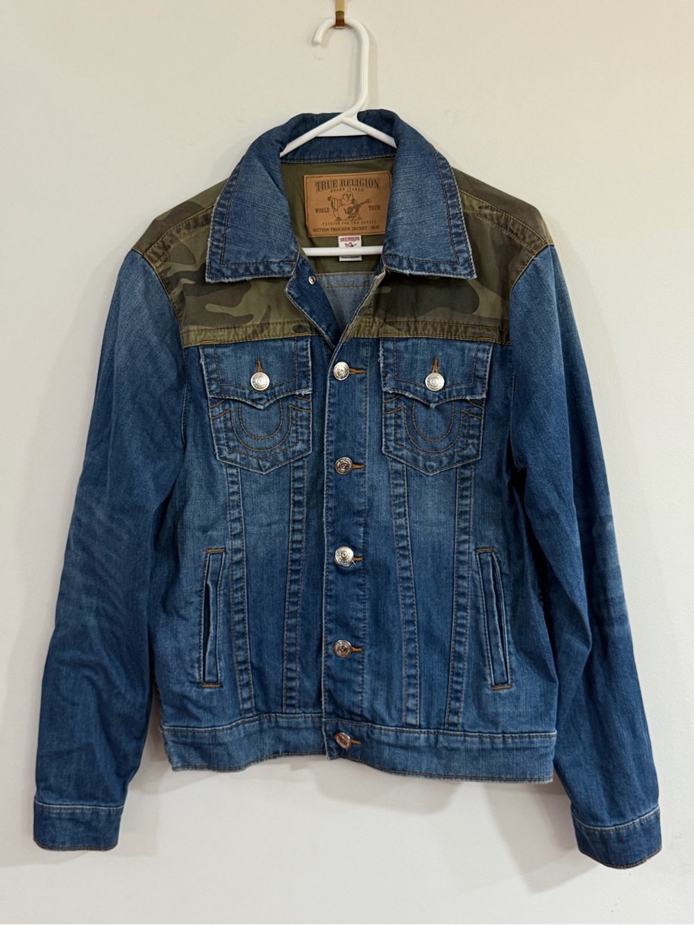 TRUE RELIGION Denim Trucker Jacket Limited Edition Camouflage Men’s Medium